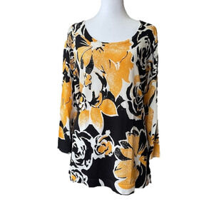 Jones New York Collection Pullover Tunic Sweater Blouse 3/4 Sleeve Scoop Neck 0X